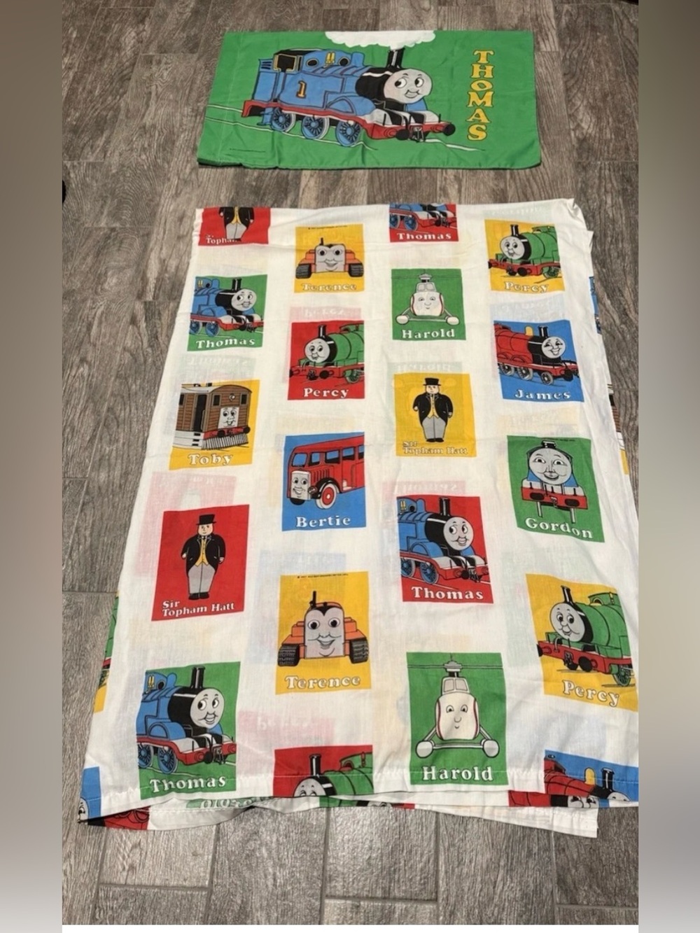 Vintage 1992 Thomas The Train Twin Flat Sheet Pillowcase Bedding Retro Crafts